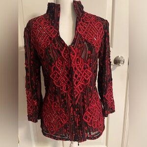 NWOT Elegant Red and Black Women's Top